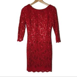❤️ Red Sequin and Lace Dress Size 4 ❤️